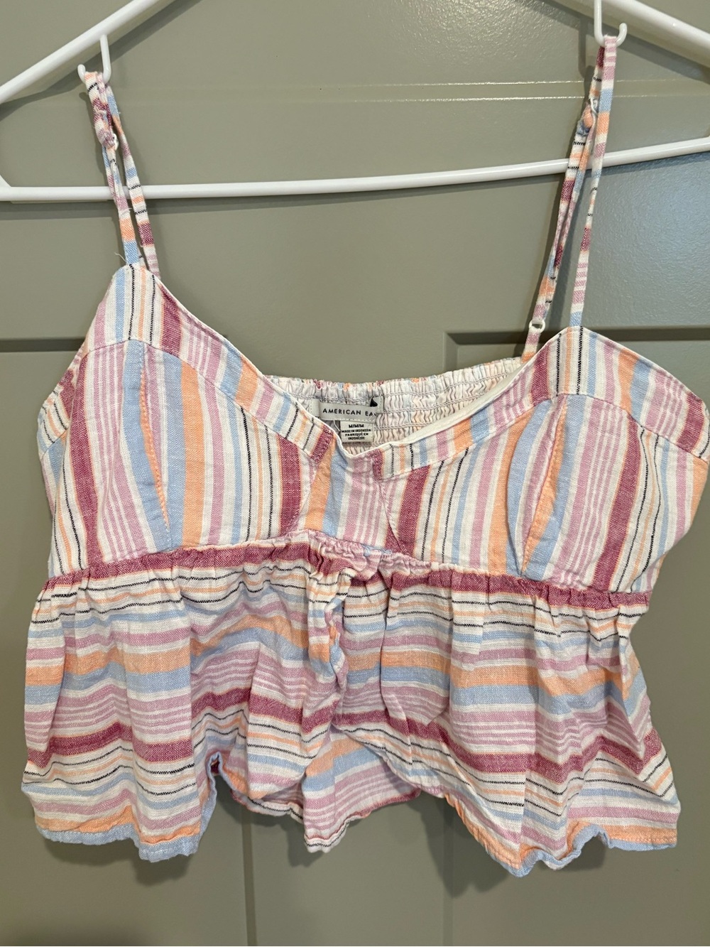 American Eagle Outfitters Pastel Multi-Stripe Smocked Cami